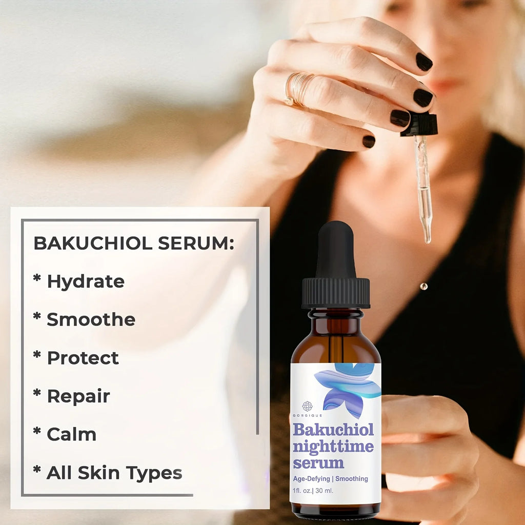 Bakuchiol Serum for All Skin Types Hydrates Smoothes Reduces Fine Lines Wrinkles
